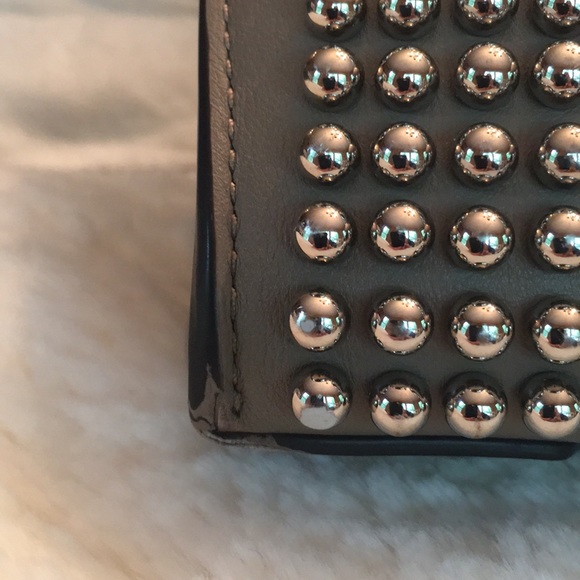 Luxury Michel Kors Taupe Miranda Studded French Calf Leather bag Like New - Picture 8 of 12